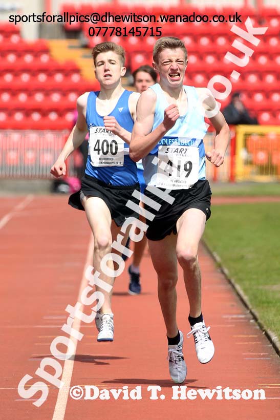 Mens under-17s 1500 metres, North Eastern Track and Field Champs, Gateshead Stadium. Photo: David T. Hewitson/Sports for All Pics